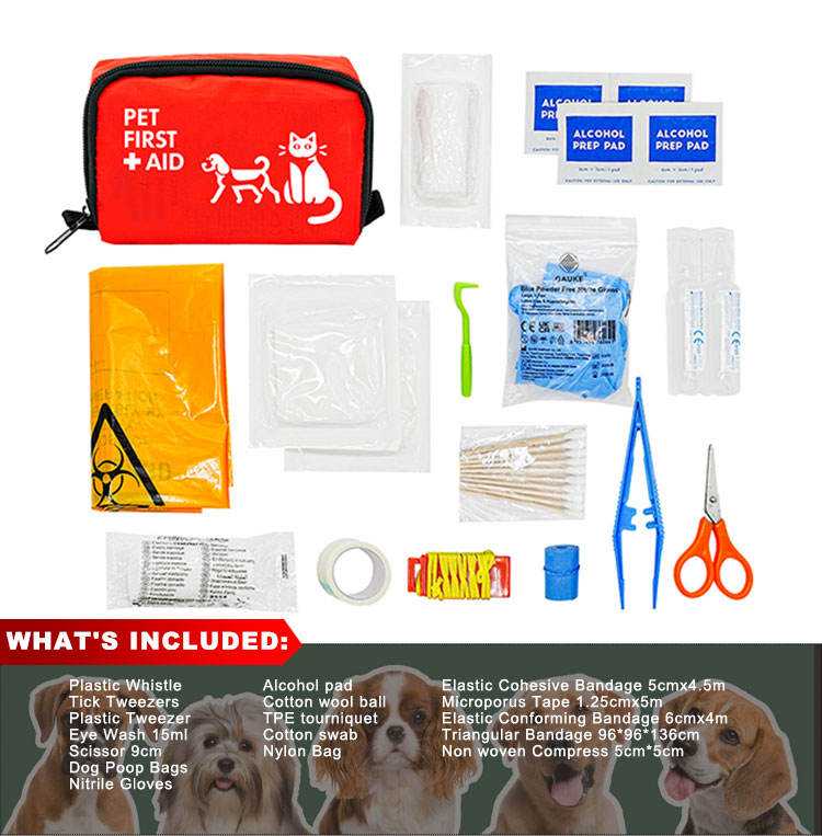 Tragbares Haustier-Erste-Hilfe-Set für Hunde und Katzen – medizinisches Notfallset für Reisen, Outdoor und Zuhause